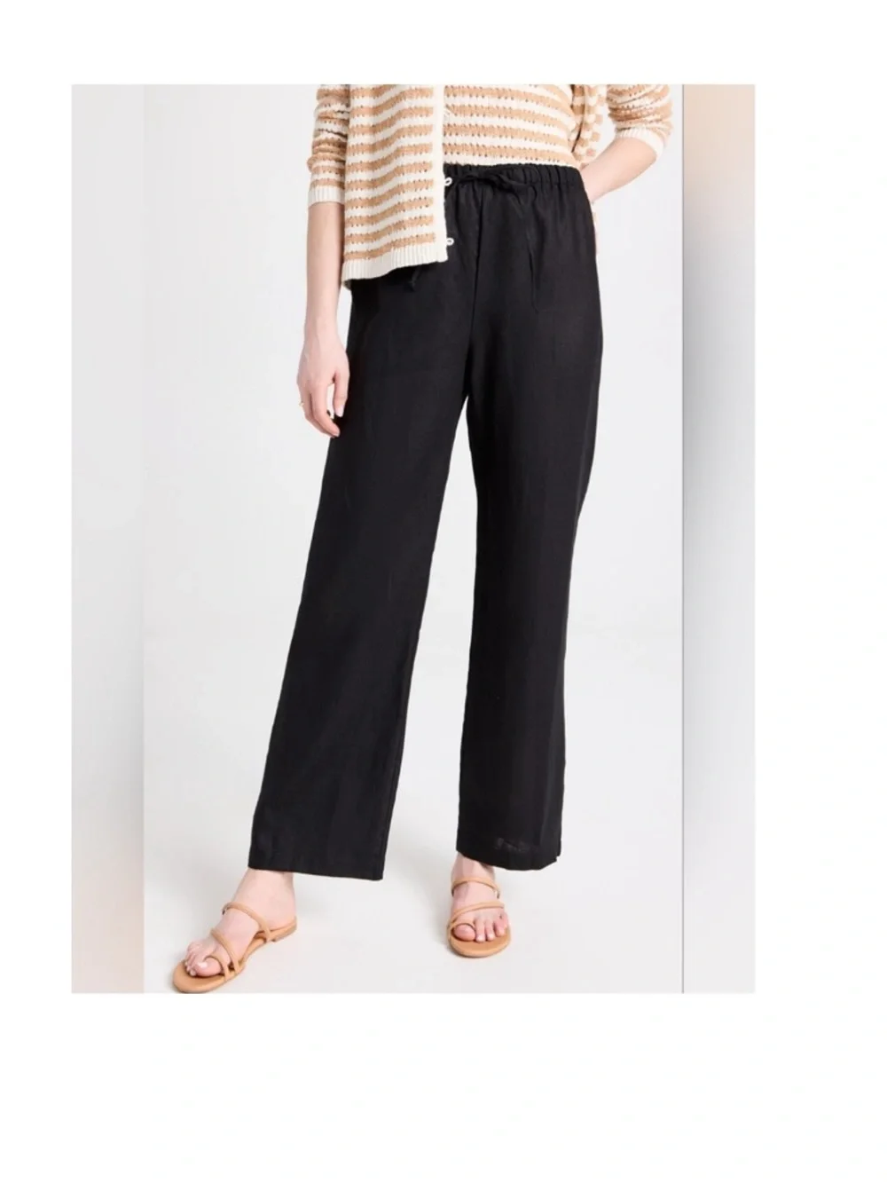 New Reformation Olina linen waist drawstring pant Sz L - Picture 4 of 9